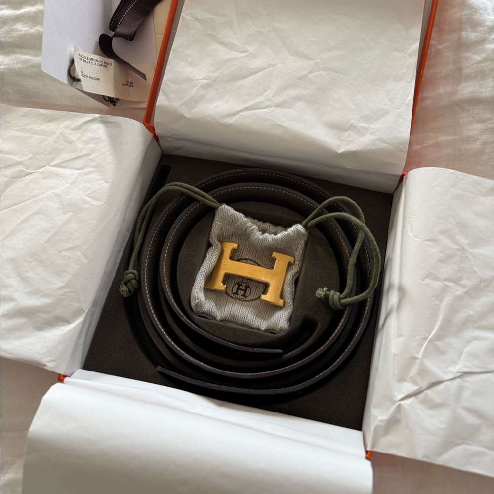 Hermès black and Brown Leather Belt